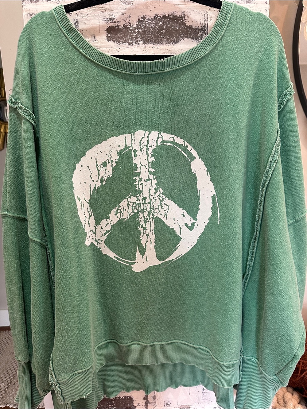 Free People Peace Sign Sweatshirt we the free Camden custom